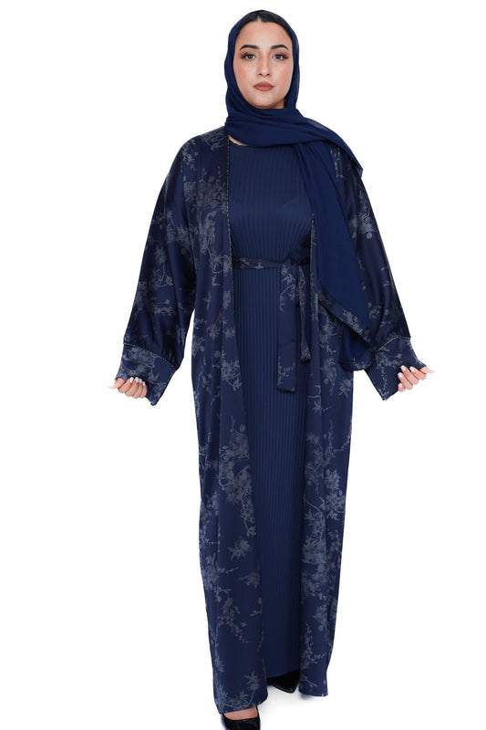 Abaya Bleu Nuit vue de face – Abaya Pearl®