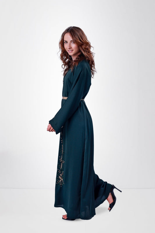 Abaya Ceinture Dorée vue de face – Abaya Pearl®