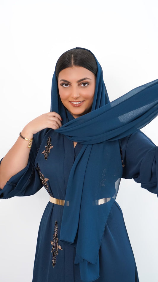 Abaya Bleue vue de dos – Abaya Pearl®